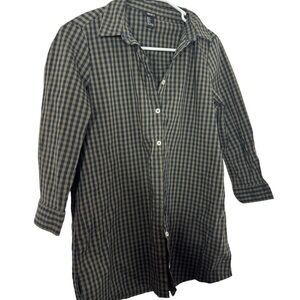 Forever 21 Black and Olive Checkered Shirt